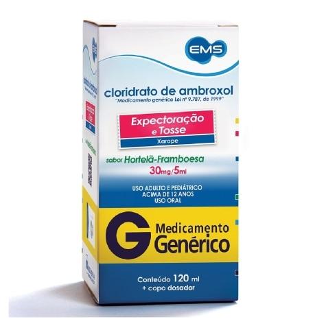 Cloridrato de Ambroxol Xarope 30mg/5ml Sabor Hortelã-Framboesa 120ml EMS Genérico - Imagem 1