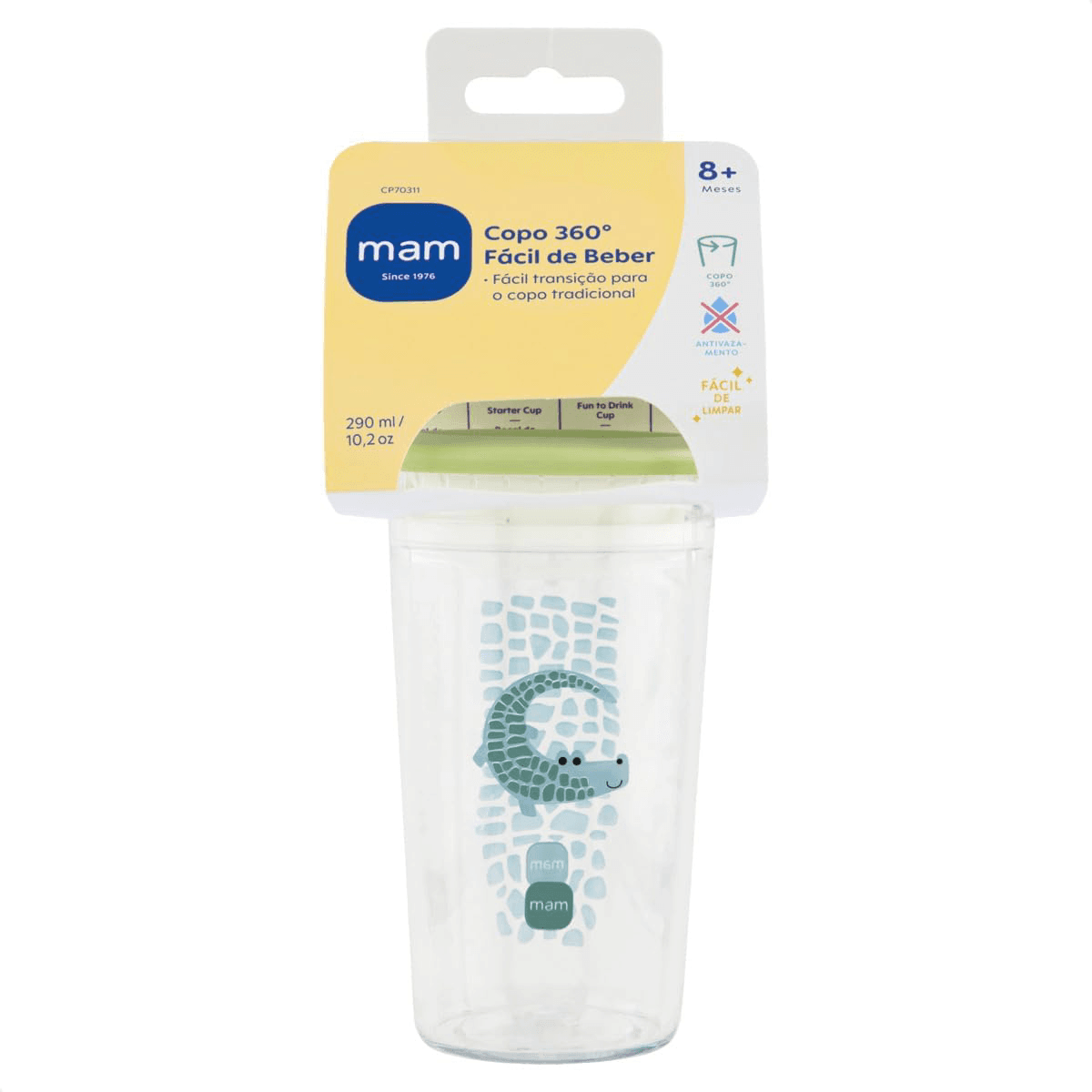 Copo Infantil 360° Fácil de Beber MAM Verde 290ml - Imagem 1