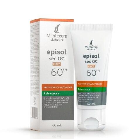 Protetor Solar Facial Episol Sec OC FPS60 Pele Oleosa Cor Claro 60ml - Imagem 1