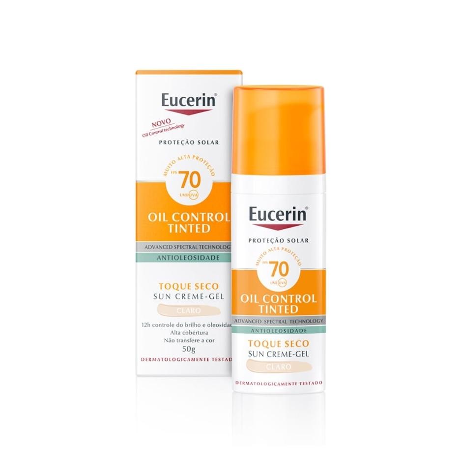 Protetor Solar Facial Eucerin Oil Control Tinted FPS70 Creme Gel Cor Claro 50g