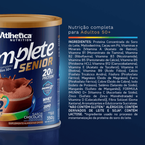 Suplemento Alimentar Atlhetica Nutrition Complete Senior 50+ Sabor Chocolate 350g - Imagem 3