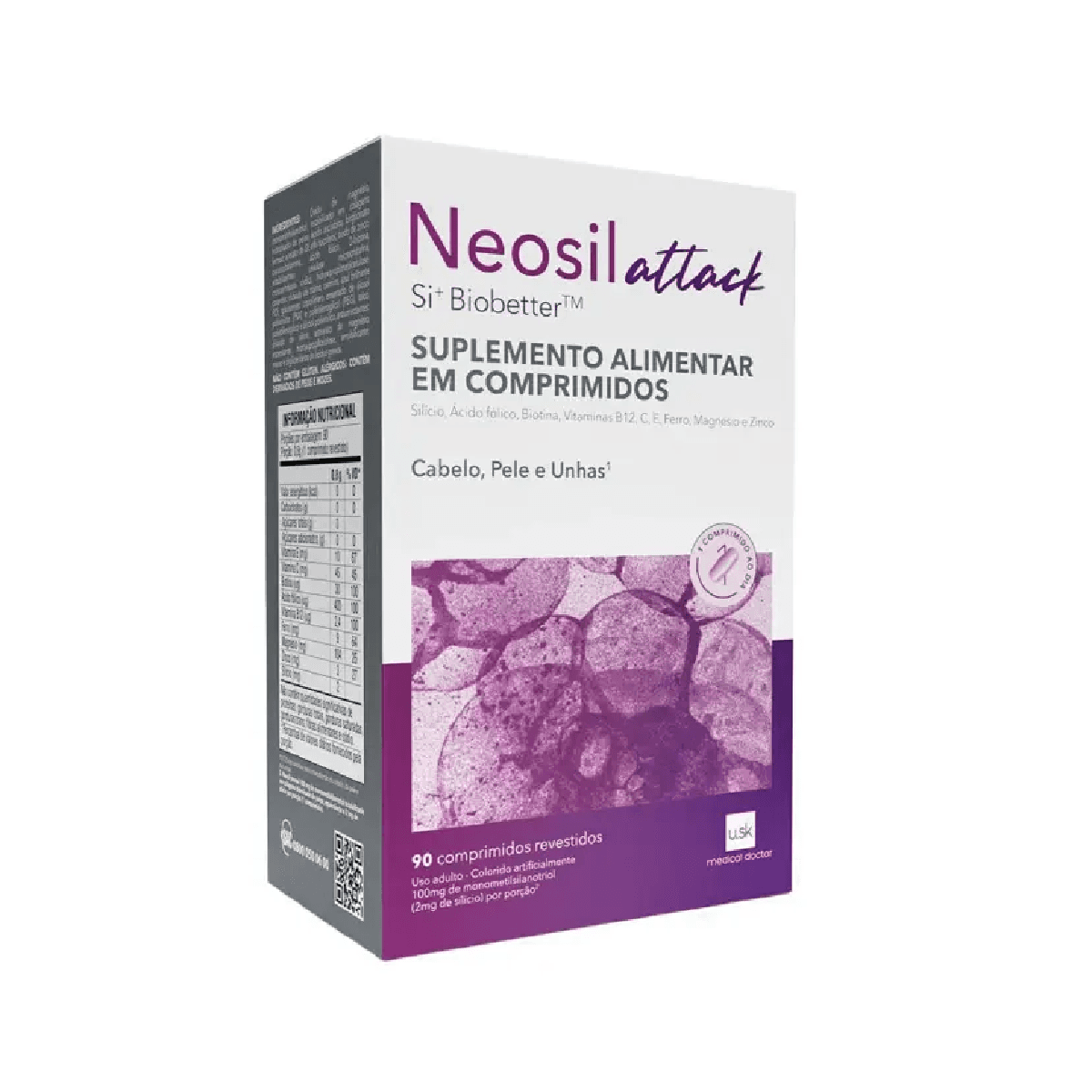 Polivitamínico Neosil Attack Cabelo, Pele E Unha 90 comprimidos - Imagem 1