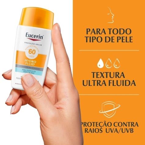 Protetor Solar Facial Eucerin Hydro Fluid FPS60 Ultra Fluid Incolor 50ml - Imagem 4