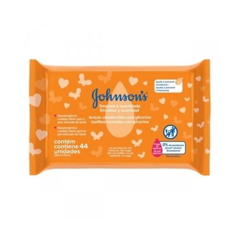 Lenços Umedecidos Johnson's & Johnson's Baby Limpeza e Suavidade Sem Álcool 44 Unidades - Imagem 1