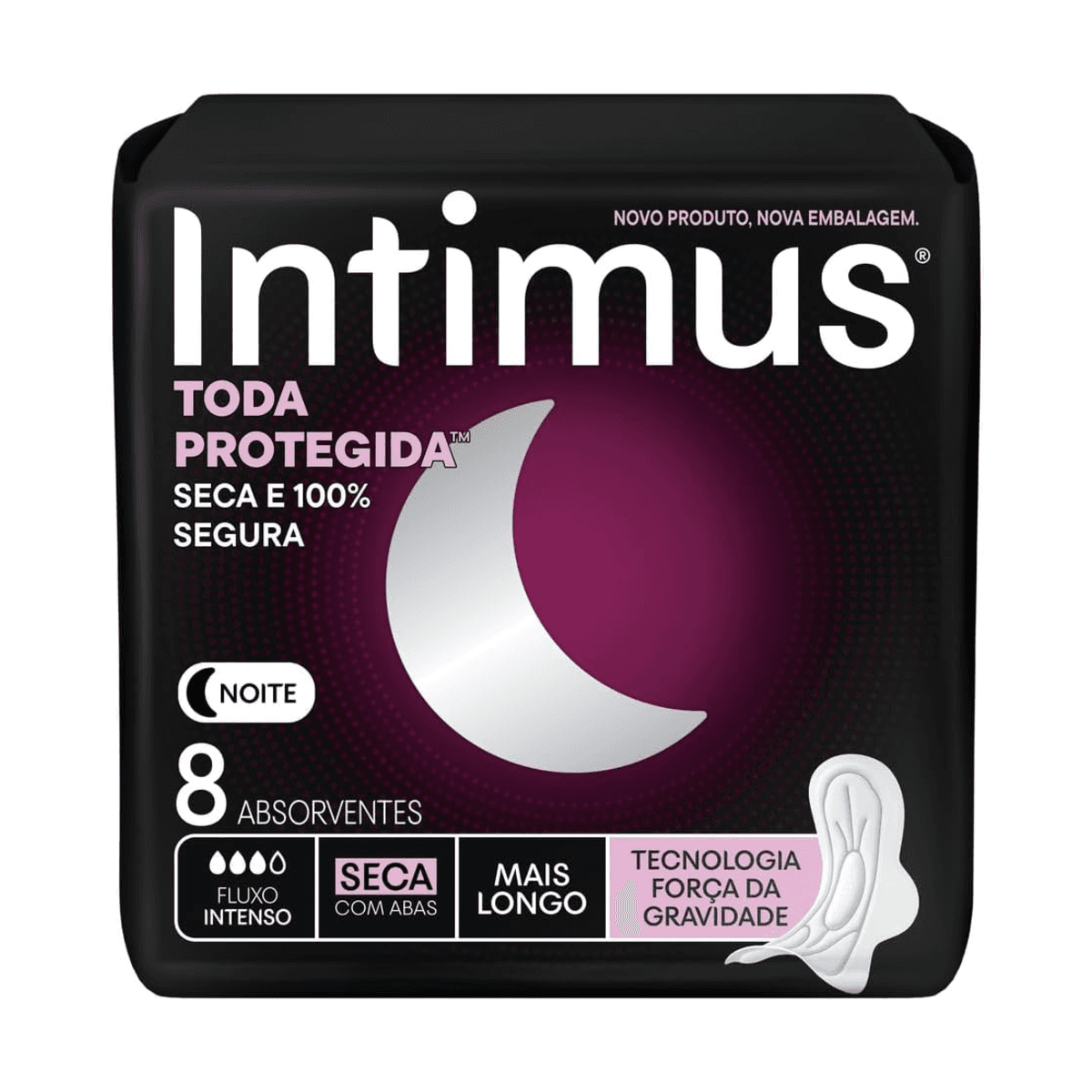 Absorvente Noturno Seca com Abas Intimus 8 Unidades - Imagem 1