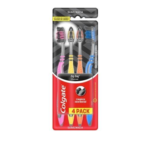 Escova Dental Colgate Zigzag Carvão 4 Unidades - Imagem 1