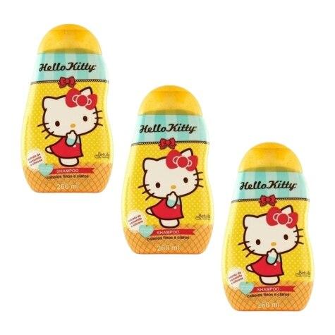 Kit 3 Unidades Shampoo Hello Kitty Cabelos Finos e Claros 260ml - Imagem 1