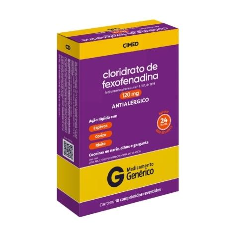 Cloridrato de Fexofenadina 120mg 10 Comprimidos Revestidos Cimed Genérico - Imagem 1