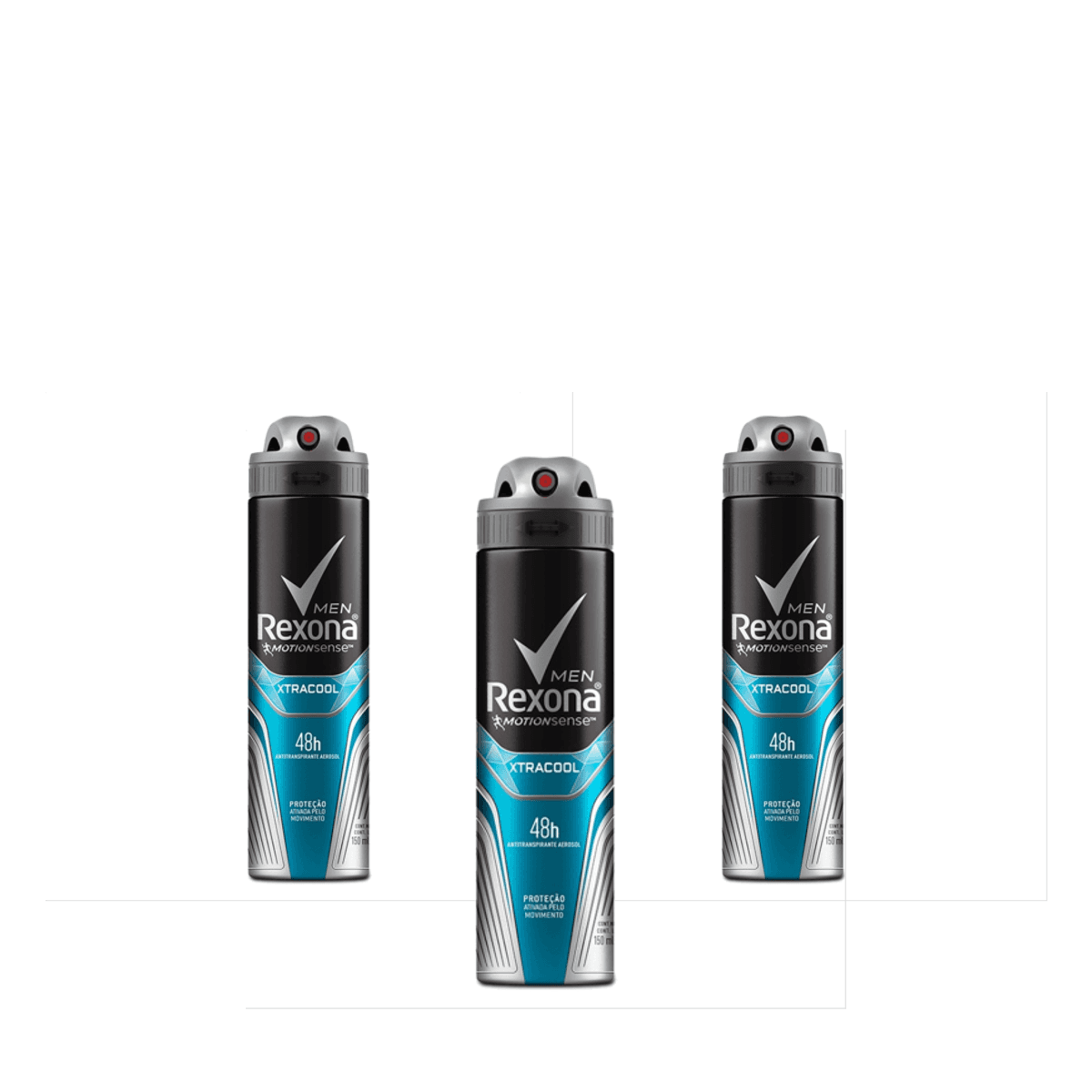 Kit 3 Unidades Desodorante Aerosol Rexona Men Xtracool 150ml - Imagem 1