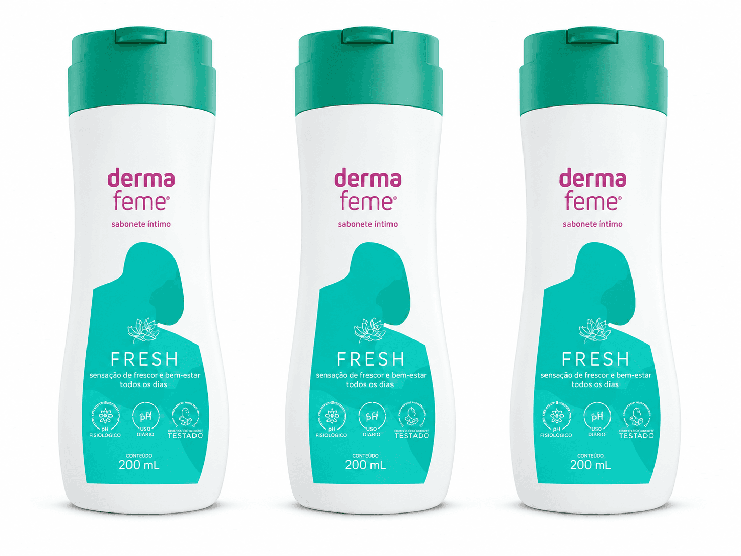 Kit 3 Unidades Kit Sabonete Líquido Dermafeme Fresh 200ml 2 Unidades - Imagem 1