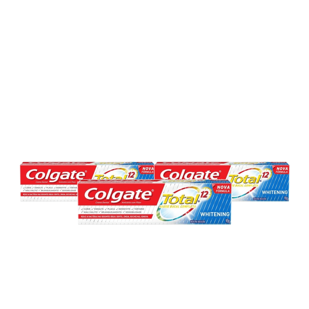 Kit 3 Unidades Creme Dental Colgate Total 12 Whitening 90g - Imagem 1