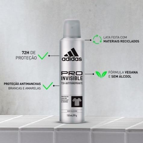 Desodorante Aerossol Adidas Pro Invisible 72h 150ml - Imagem 4