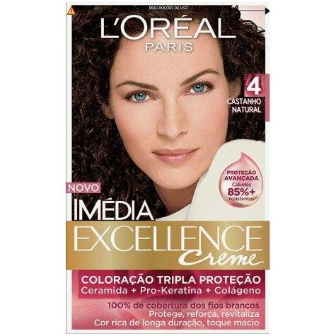 Tintura Imédia L'Oréal Paris Excellence Creme 4 Castanho Natural 179ml - Imagem 1