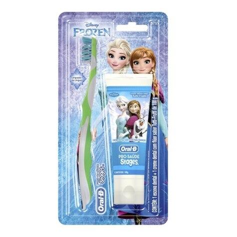 Kit Escova + Creme Dental Oral-B Pro-Saúde Stages 4 Frozen 100g - Imagem 2