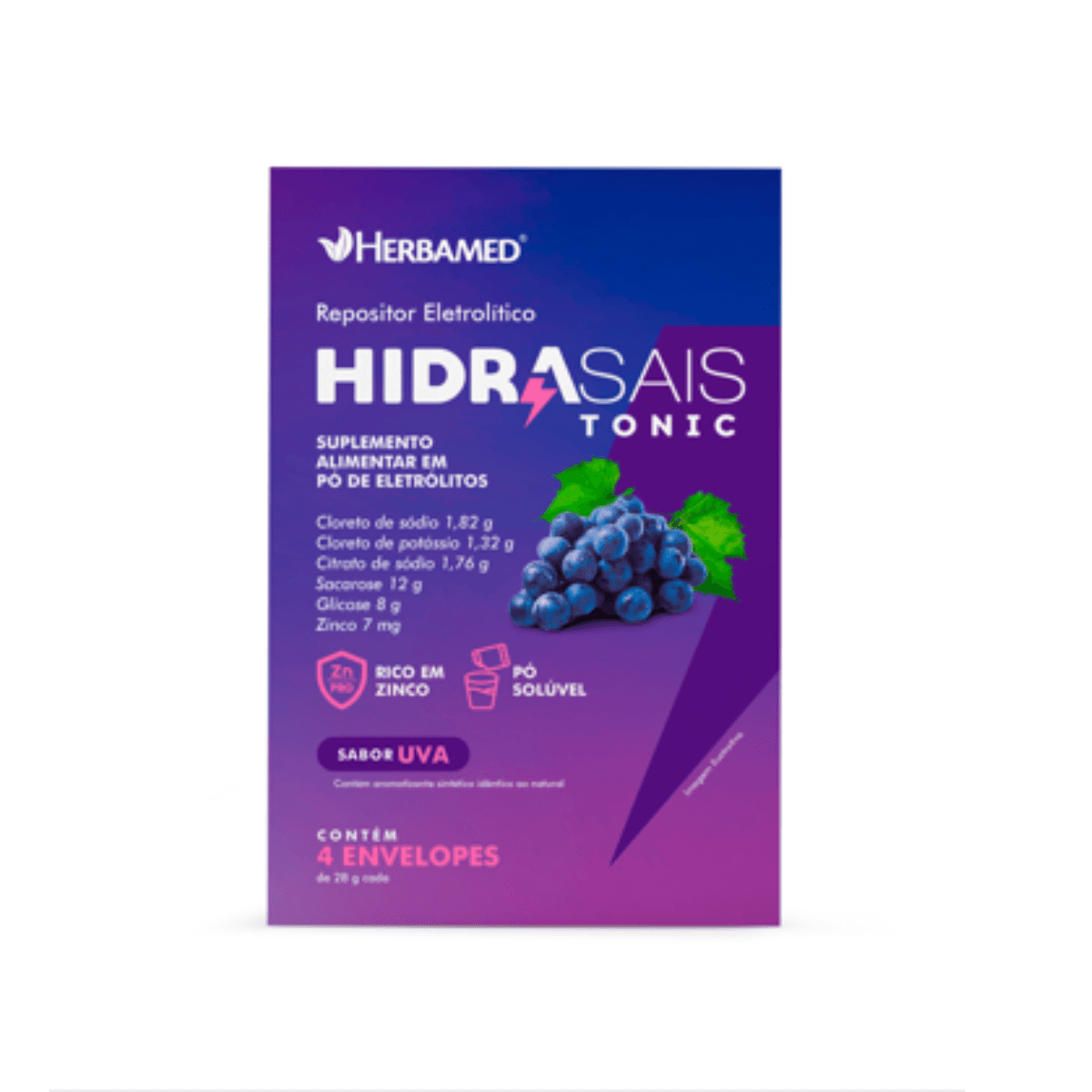 Suplemento Alimentar Hidrasais sabor Uva 4 Envelopes 28g Cada - Imagem 1