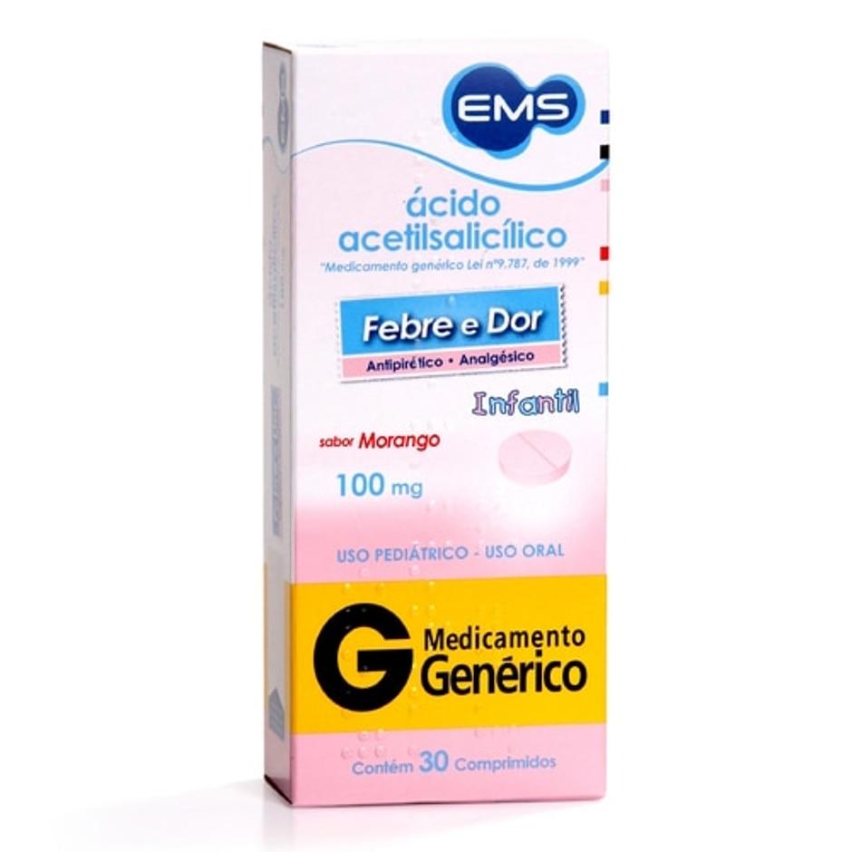 Ácido Acetilsalicílico 100mg 30 Comprimidos EMS Genérico