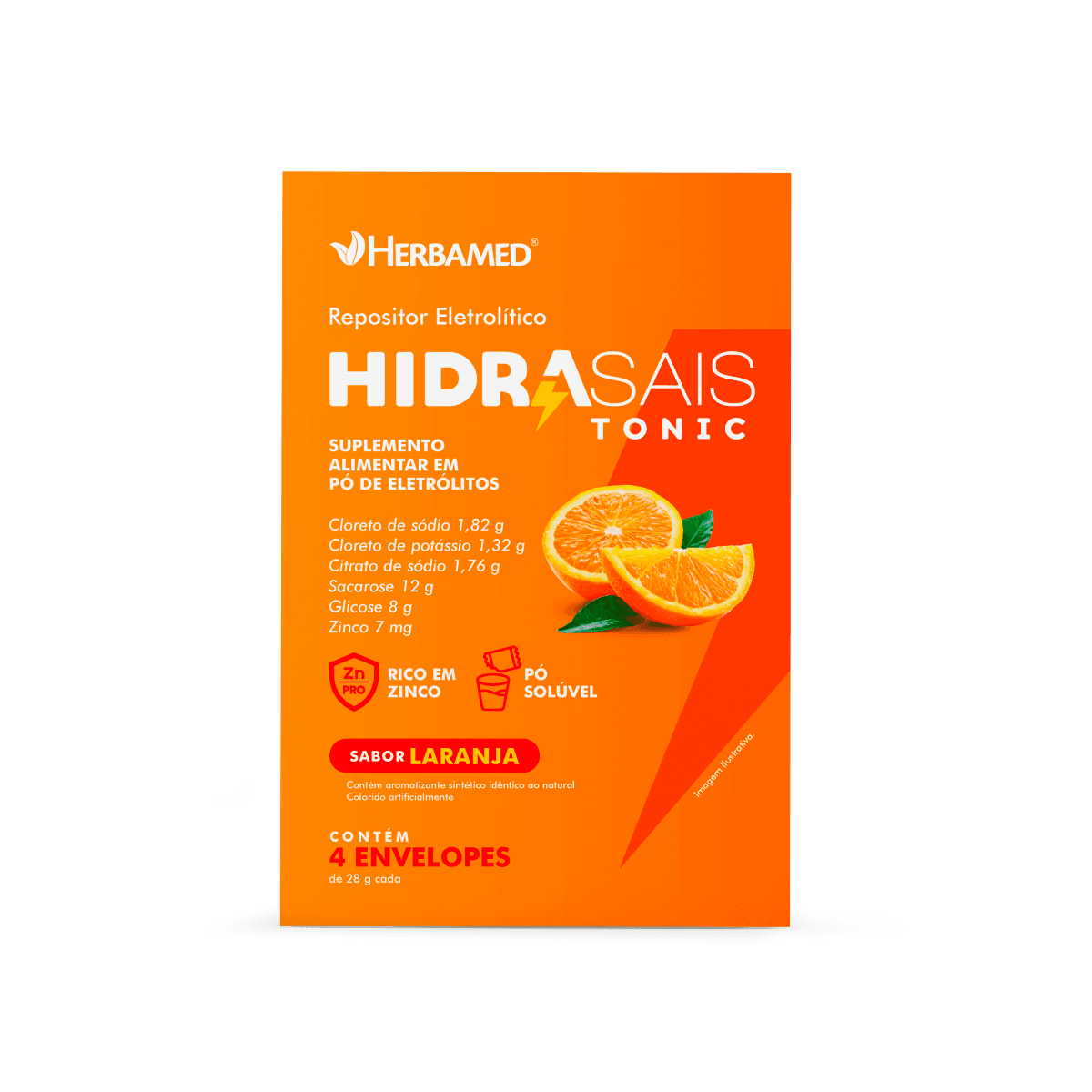 Suplemento Alimentar Hidrasais sabor Laranja 4 Envelopes 28g Cada - Imagem 1