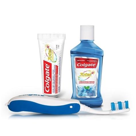 Kit Viagem Colgate Escova Portatil+ Enxaguante 60ml+Creme Dental 30g - Imagem 3