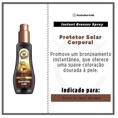 Protetor Solar Corporal Australian Gold FPS30 Instant Bronzer Spray 125ml - Imagem 3
