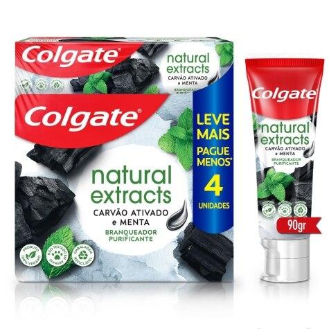 Creme Dental Colgate Natural Extracts Carvão Ativado e menta 90g 4 Unidades - Imagem 1