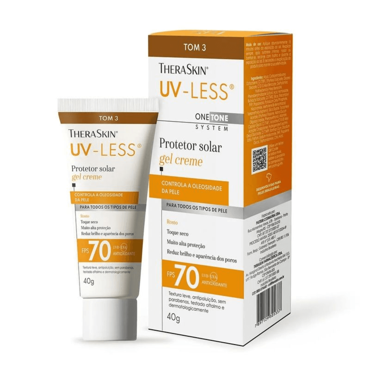 Protetor Solar Facial Theraskin Uv-Less Fps 70 Tom 3 40g - Imagem 1