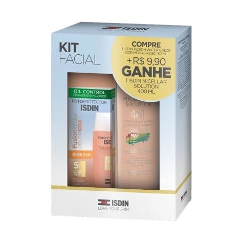 Kit Protetor Solar Facial Isdin Fusion Water FPS60 Cor Média 50ml + Solução Micelar 400ml - Imagem 1
