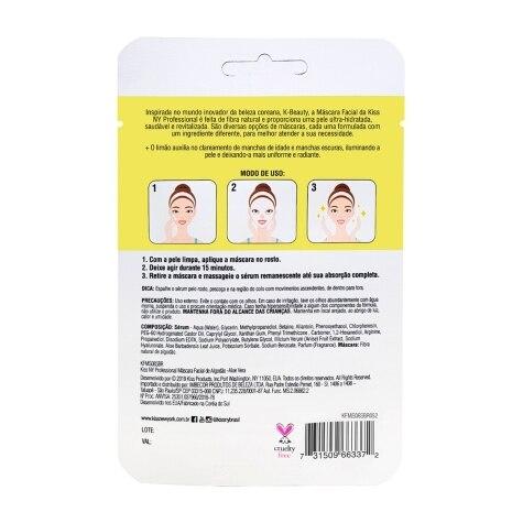 Máscara Facial de Algodão Kiss New York Iluminador Limão 20ml - Imagem 2