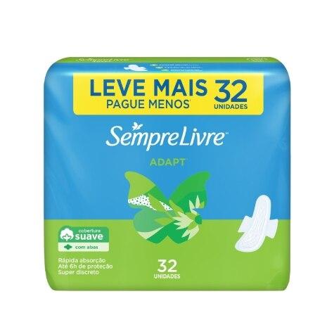 Absorvente Cobertura Suave com Abas Sempre Livre 32 Unidades Leve mais Pague Menos - Imagem 1