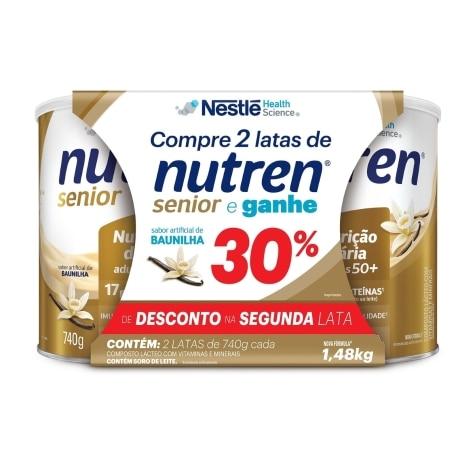 Kit Suplemento Alimentar Nutren Senior Sabor Baunilha 2 Unidades 740g - Imagem 2