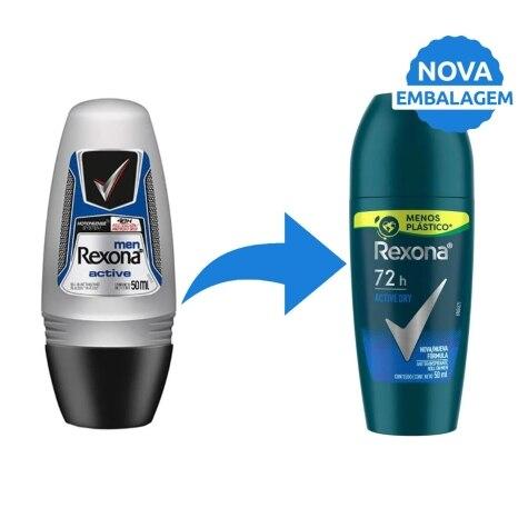 Desodorante Roll-on Rexona Men Active Dry 72h 50ml - Imagem 2