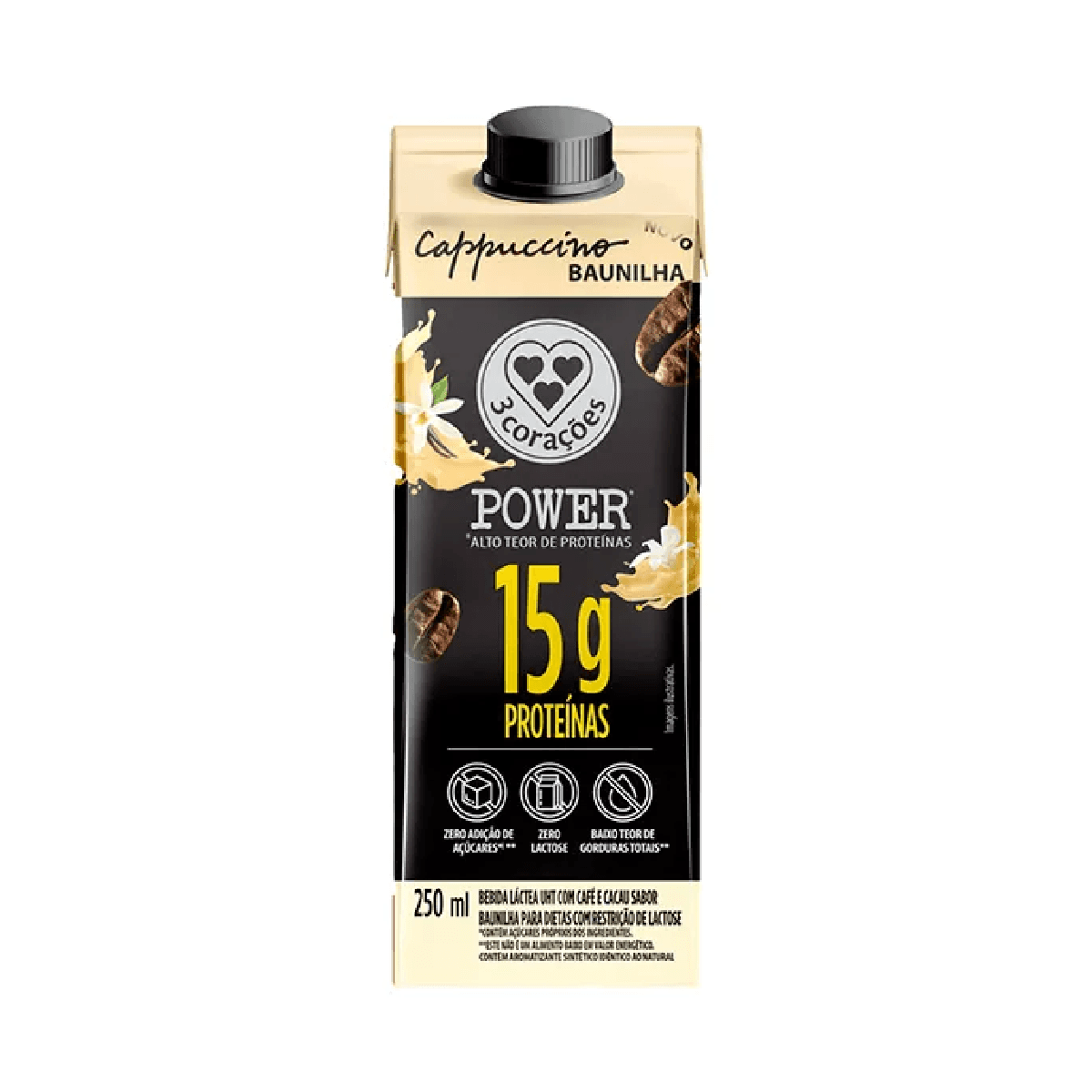 Cappuccino Baunilha 3 Corações Power Whey 250ml - Imagem 1