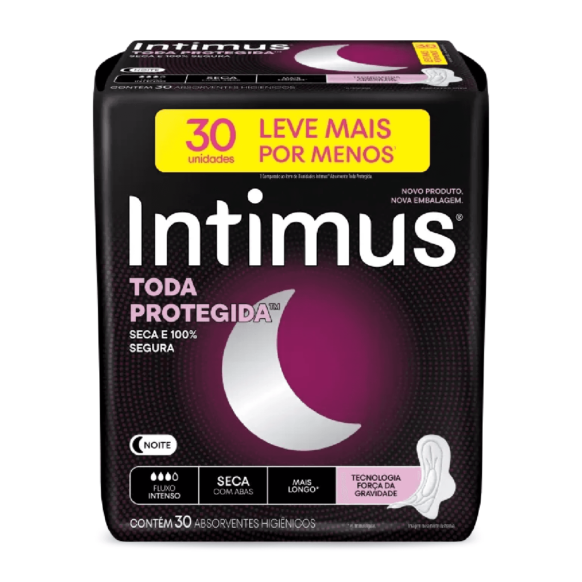 Absorvente Noturno Seca com Abas Intimus 30 Unidades Leve mais Por menos - Imagem 1