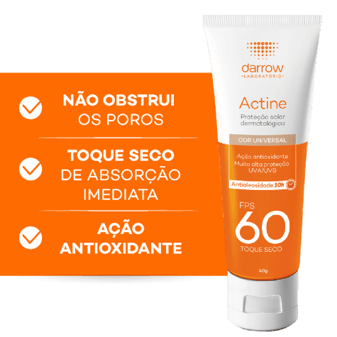 Protetor Solar Facial Actine Toque Seco FPS60 Loção Cor Universal 40g - Imagem 4