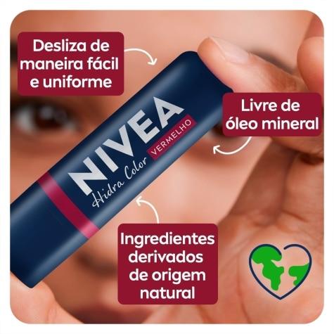 Hidratante Labial Nivea Hidra Color 2 em 1 Vermelho 4,8g - Imagem 3
