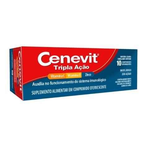 Cenevit Tripla Ação Sabor Laranja 10 Comprimidos Efervescentes - Imagem 1