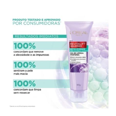 Gel de Limpeza Profunda L'Oréal Paris Revitalift Hialurônico Antioleosidade 80g - Imagem 3