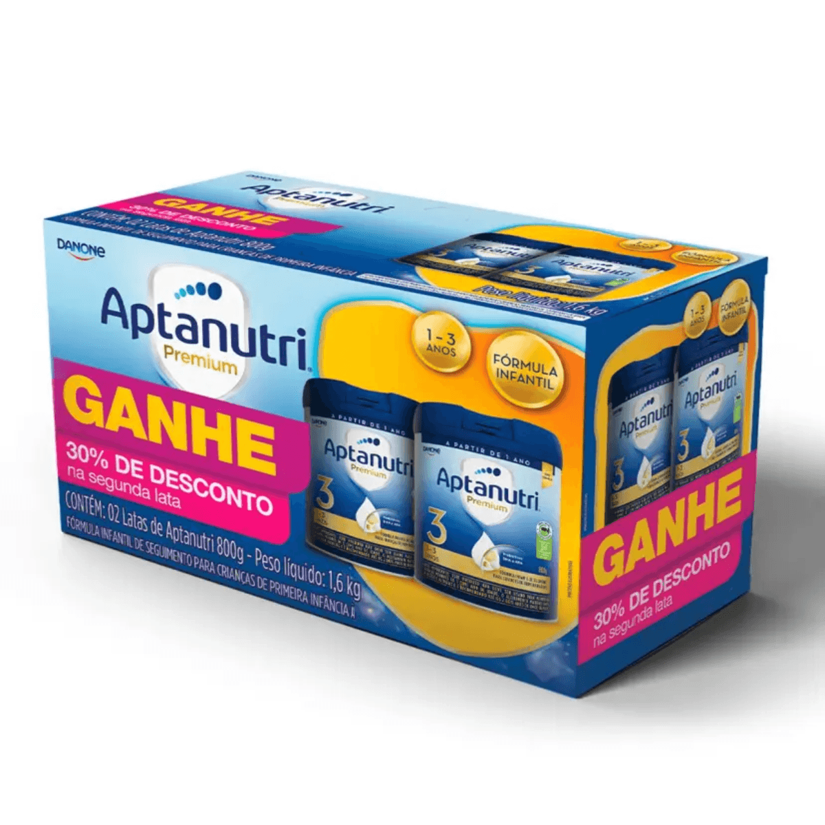 Kit Fórmula Infantil Aptanutri Premium 3 Danone 1 A 3 Anos 800g 2 Unidades - Imagem 1