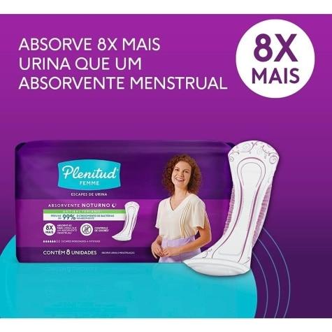 Absorvente Noturno Seca sem Abas Plenitud Femme Escapes Moderados a Intensos 8 Unidades - Imagem 3