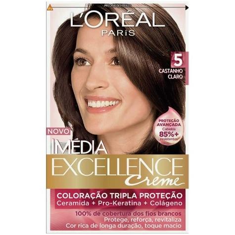 Tintura Imédia L'Oréal Paris Excellence Creme 5 Castanho Claro 179ml - Imagem 1