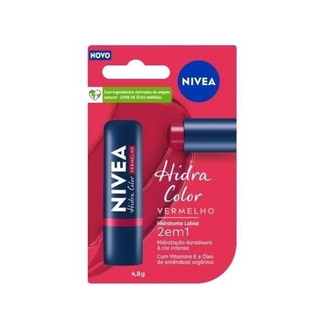 Hidratante Labial Nivea Hidra Color 2 em 1 Vermelho 4,8g - Imagem 1