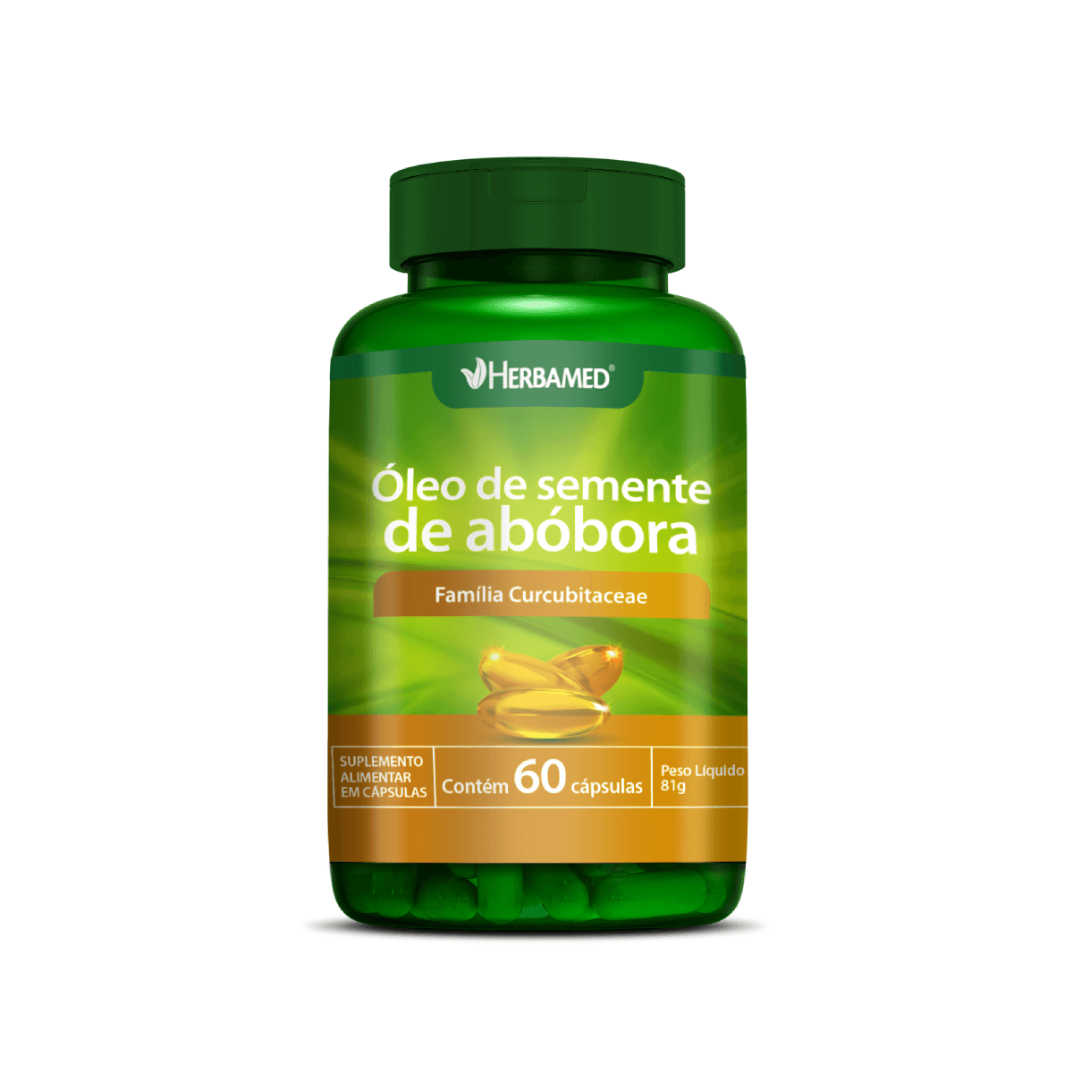 Óleo de Semente de Abóbora Herbamed 60 Cápsulas 1000mg - Imagem 1