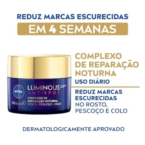 Creme Facial Nivea Luminous 630 Antispot Complexo de Reparação Noturna 50g - Imagem 2