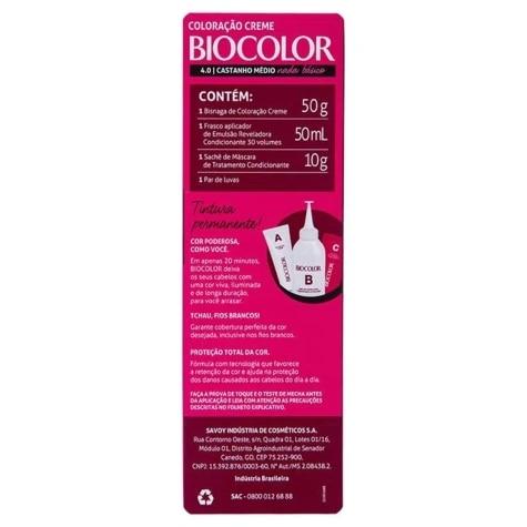 Tintura Biocolor Creme 4.0 Castanho Médio Nada Básico 110g - Imagem 4