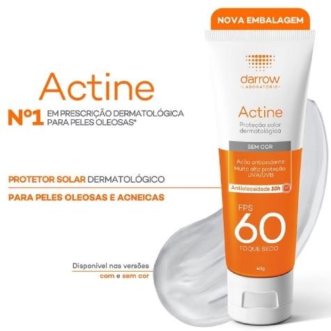 Protetor Solar Facial Actine Toque Seco FPS60 Loção Incolor 40g - Imagem 5