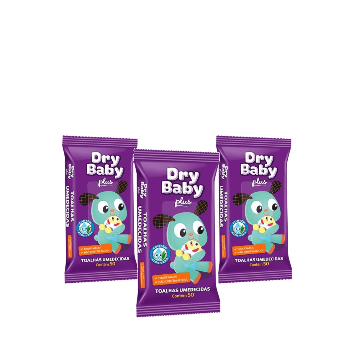 Kit 3 Unidades Toalha Umedecida Dry Baby Plus 50 Unidades - Imagem 1