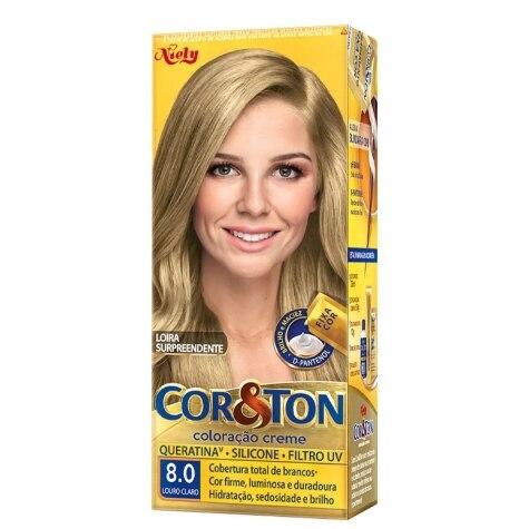 Tintura Cor&ton Niely Coloração Creme 8.0 Louro Claro 135g - Imagem 1