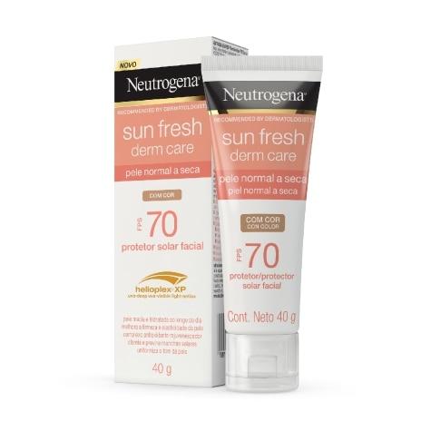 Protetor Solar Facial Neutrogena Sun Fresh Derm Care FPS70 Pele Normal a Seca Com Cor 40g - Imagem 1