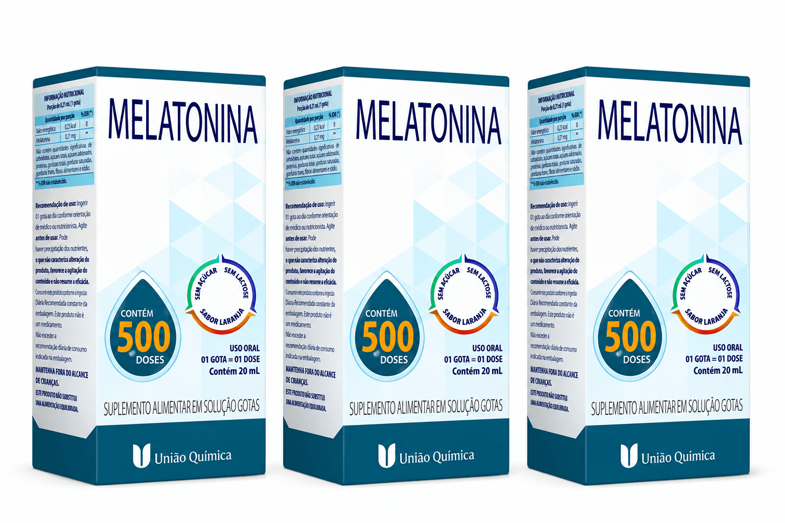 Kit 3 Unidades Melatonina União Química Sabor Laranja 20ml - Imagem 1