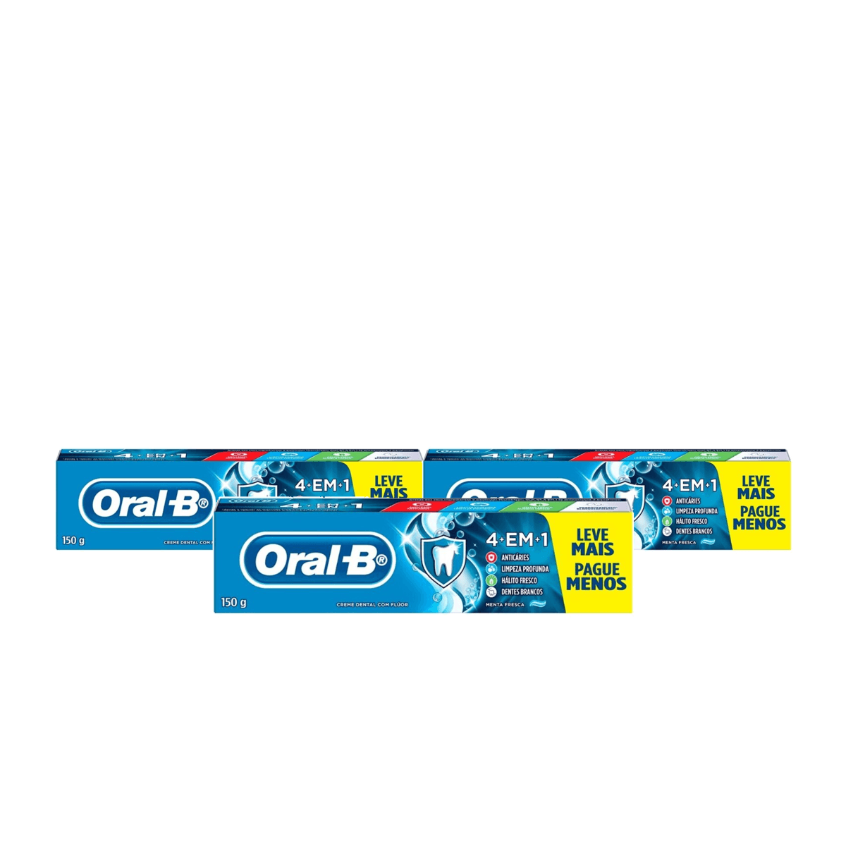 Kit 3 Unidades Creme Dental Oral-B 4 em 1 180g - Imagem 1