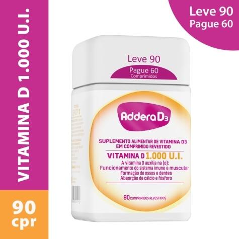 Addera D3 Vitamina D 1.000UI Leve 90 Pague 60 Comprimidos Revestidos - Imagem 1